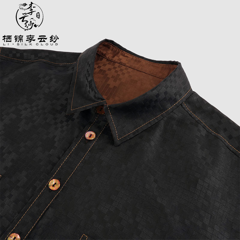 LI SILK CLOUD Wool Long Sleeve Top - 100% Pure Wool, Soft Warm Elegant Casual Guangdong Black Pearl Gambiered Guangdong Gauze