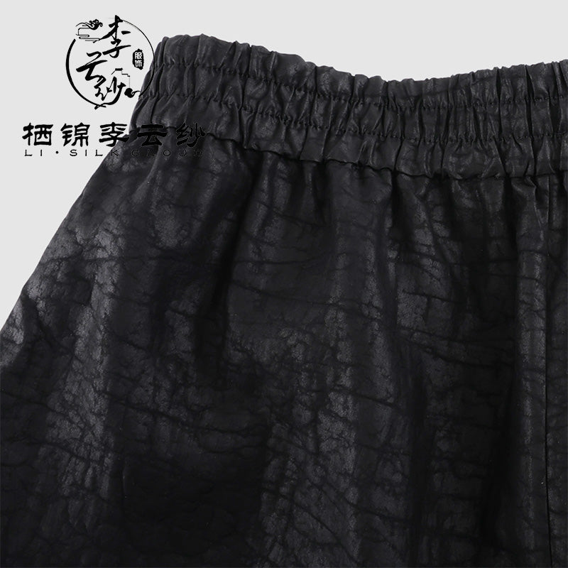 LI SILK CLOUD Plus Size Xiangyunsha Silk Wide Leg Pants Elastic Waist Loose Breathable Cooling Summer Elegant for Women Clothes