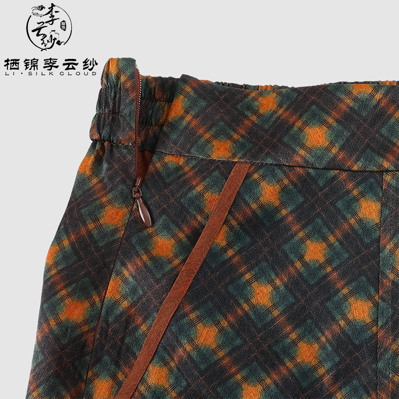 LI SILK CLOUD Plus Size Xiangyunsha Silk Wide Leg Pants Elastic Waist Loose Breathable Cooling Summer Elegant for Women Clothes