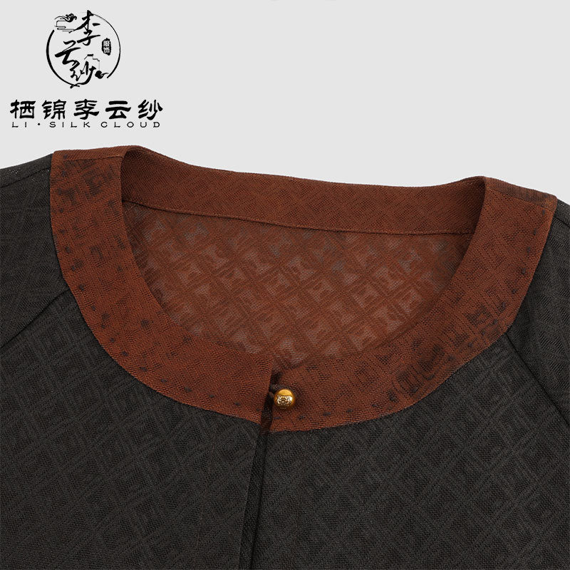 LI SILK CLOUD Vintage Style Autumn Long-Sleeve Dress - Ruffled Details, Soft Fabric, Casual Fall Gown Guangdong Black Pearl