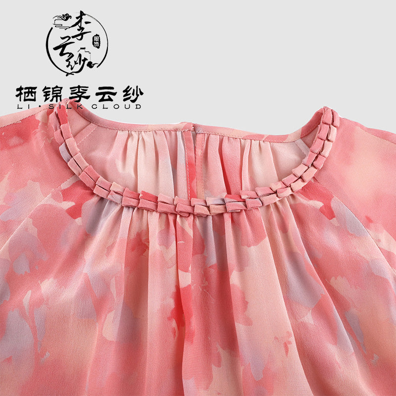 LI SILK CLOUD Silk Xiangyunsha Silk Mulberry Premium Handmade Fall Dress for Women Loose Strapless Dresses Elegant Woman Clothes