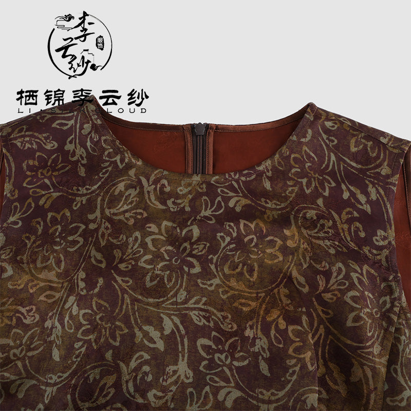 LI SILK CLOUD Silk Xiangyunsha Silk Mulberry Premium Handmade Fall Dress for Women Loose Strapless Dresses Elegant Woman Clothes