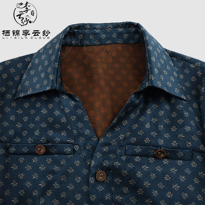 LI SILK CLOUD Xiangyunsha Silk Blouse Women's Clothing Handmade Button Jacquard Elegant Loose Shirt Woman Clothes