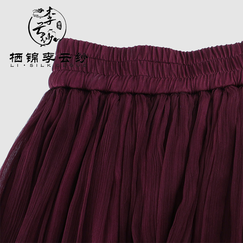 LI SILK CLOUD Handcrafted Plus Size Xiangyunsha Silk Dress Midi Skirt for Women Loose Breathable Summer Elegant Women's Clothes