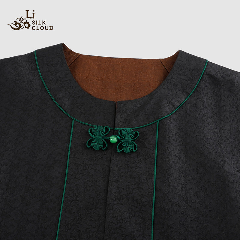 LI SILK CLOUD xiangyunsha  Blouse - Skin-Friendly Soft Fabric, Glossy Texture, Traditional Guangdong Black Pearl Guangdong Gauze