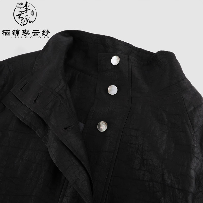 LI SILK CLOUD 100% Mulberry Silk Xiangyunsha Outerwear - Chinese Classic Style, Vintage Prints, Lightweight Outerwear