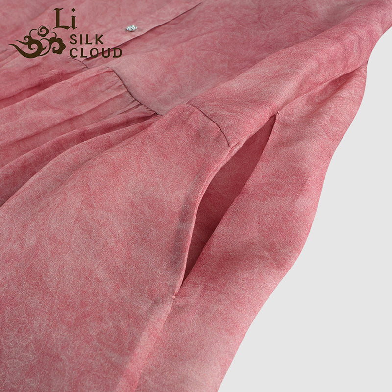 Handmade Traditional Natural Dyed Silk-LI SILK CLOUD Dress Draping Slim-fit Versatile Mulberry Silk Autumn Midi Dress
