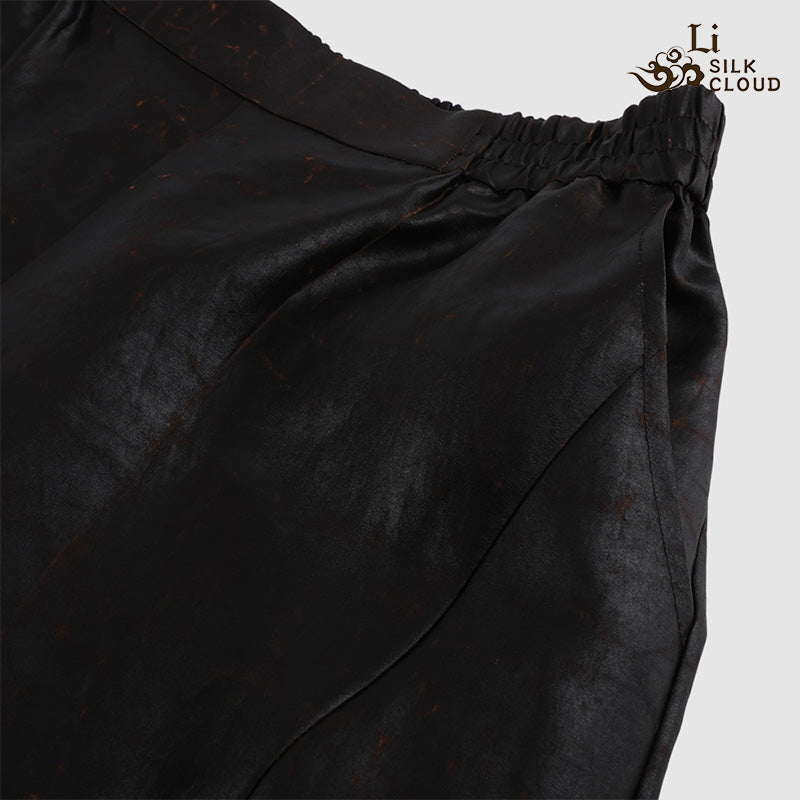 LI SILK CLOUD Pants Hand-dyed Draping High Waist Autumn Casual Trousers