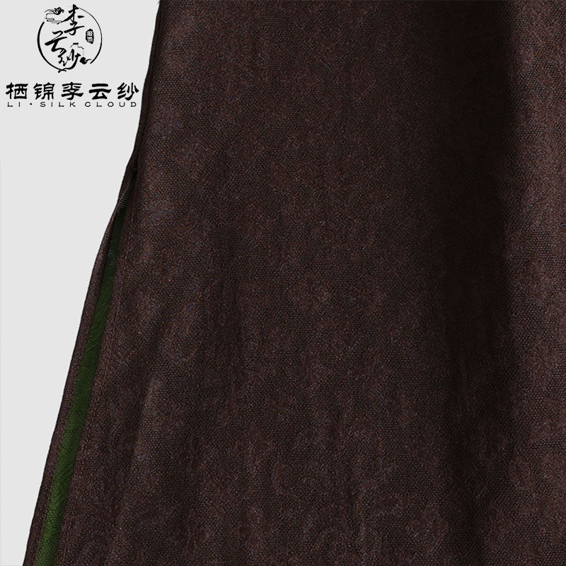 LI SILK CLOUD Vintage Style Autumn Long-Sleeve Dress - Ruffled Details, Soft Fabric, Casual Fall Gown Guangdong Black Pearl