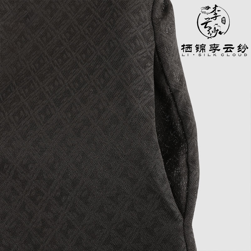 LI SILK CLOUD Vintage Style Autumn Long-Sleeve Dress - Ruffled Details, Soft Fabric, Casual Fall Gown Guangdong Black Pearl