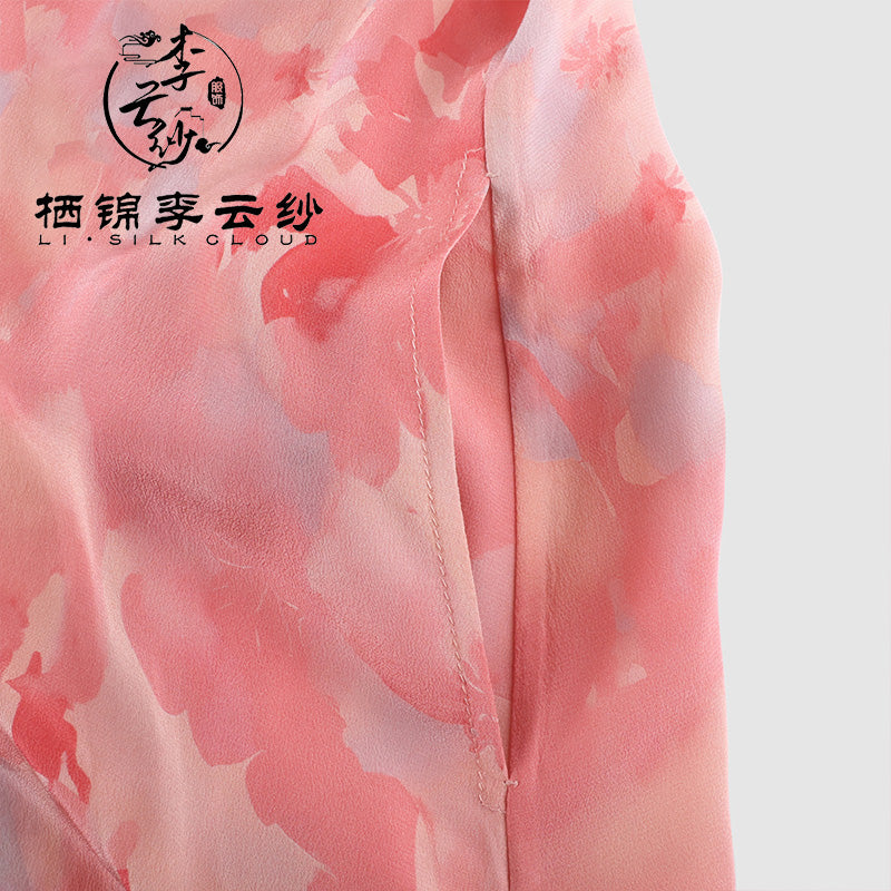 LI SILK CLOUD Silk Xiangyunsha Silk Mulberry Premium Handmade Fall Dress for Women Loose Strapless Dresses Elegant Woman Clothes