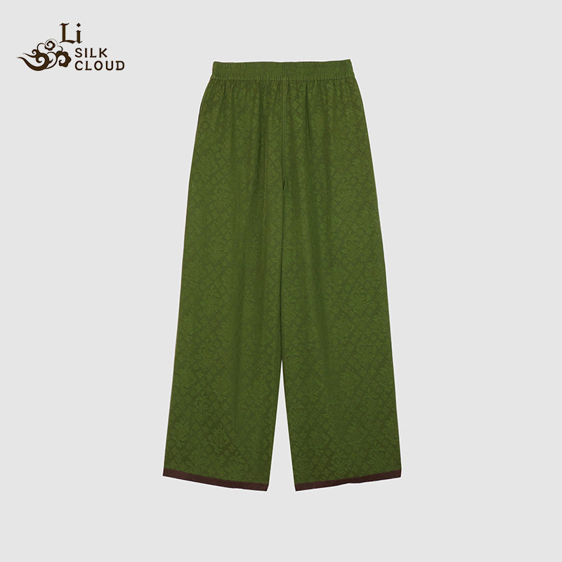 LI SILK CLOUD xiangyunsha Trousers,Breathable Material,Soft Texture,Oriental Pattern Details  Guangdong Gauze