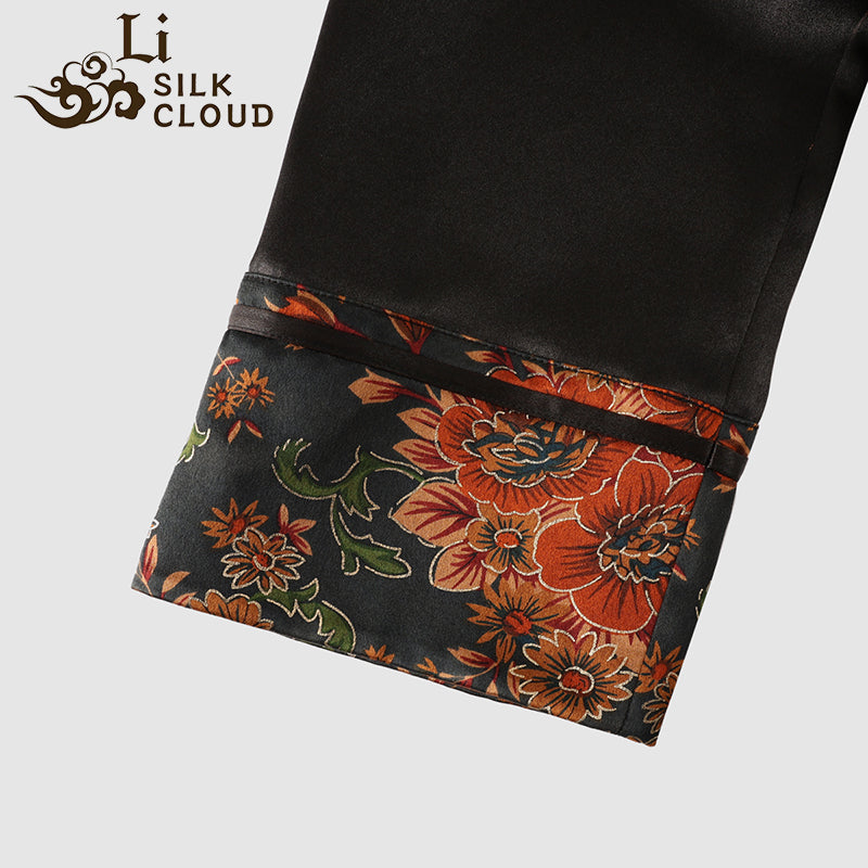 LI SILK CLOUD xiangyunsha  Blouse - Skin-Friendly Soft Fabric, Glossy Texture, Traditional Guangdong Black Pearl Guangdong Gauze