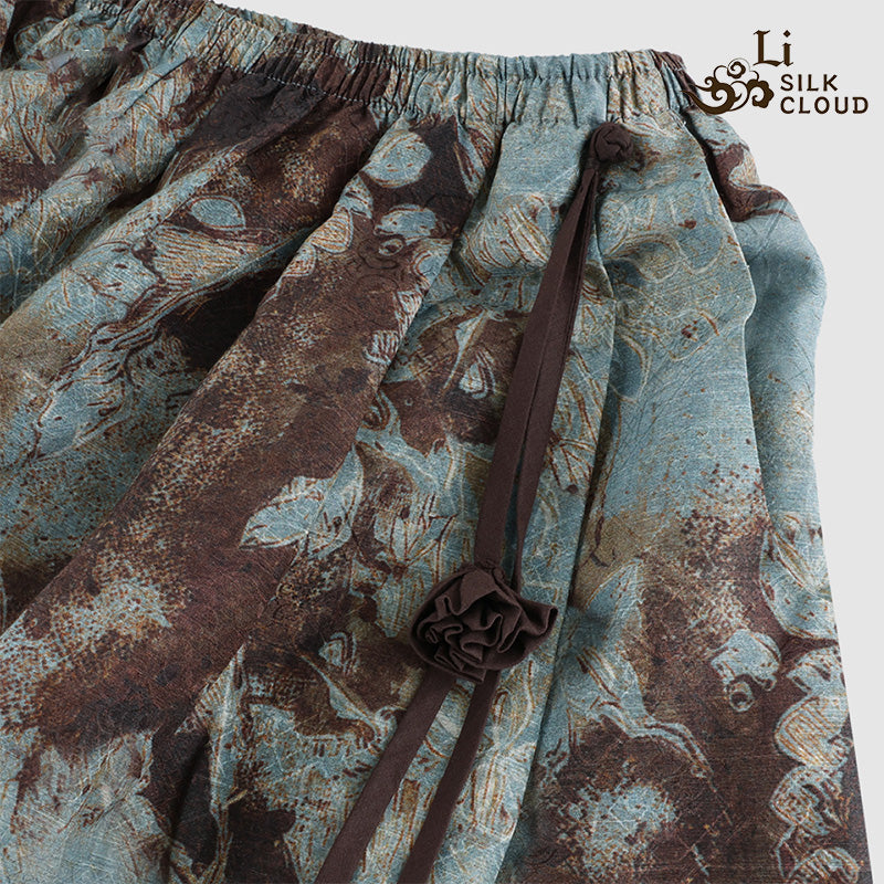 LI SILK CLOUD Plus Size Xiangyunsha Silk Wide Leg Pants Elastic Waist Loose Breathable Cooling Summer Elegant for Women Clothes