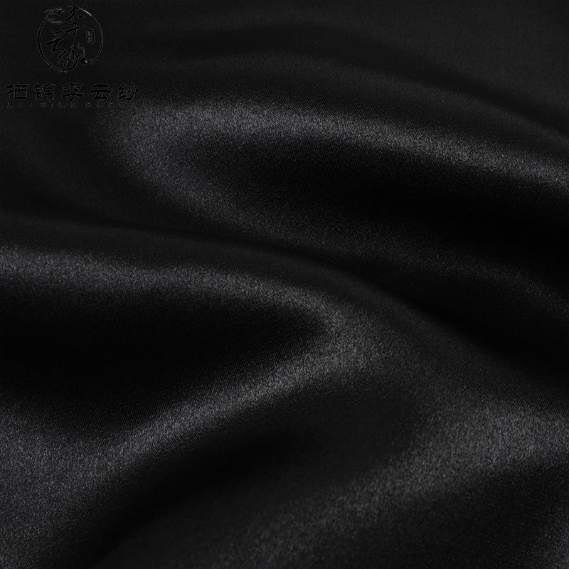 LI SILK CLOUD xiangyunsha  Blouse - Skin-Friendly Soft Fabric, Glossy Texture, Traditional Guangdong Black Pearl Guangdong Gauze