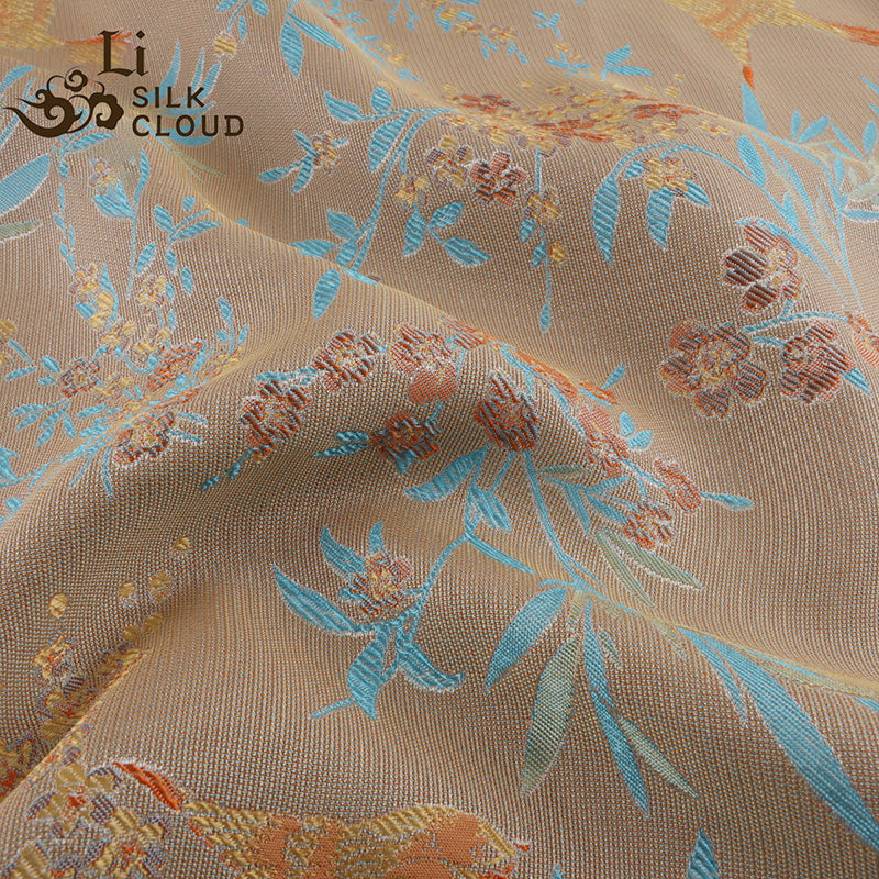 LI SILK CLOUD xiangyunsha Stand-Collar Short Sleeve Top Ancient Style Oriental Patterns Guangdong Black Pearl  Guangdong Gauze