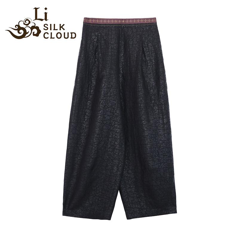 LI SILK CLOUD Pants Hand-dyed Draping High Waist Autumn Casual Trousers