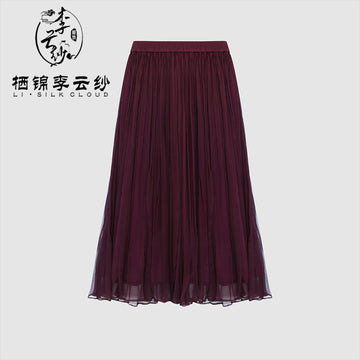 LI SILK CLOUD Handcrafted Plus Size Xiangyunsha Silk Dress Midi Skirt for Women Loose Breathable Summer Elegant Women's Clothes