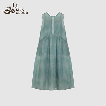 Handmade Traditional Natural Dyed Silk-LI SILK CLOUD Dress Draping Slim-fit Versatile Mulberry Silk Autumn Midi Dress