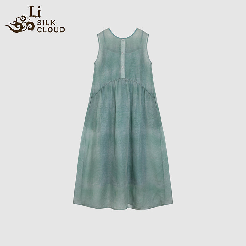 Handmade Traditional Natural Dyed Silk-LI SILK CLOUD Dress Draping Slim-fit Versatile Mulberry Silk Autumn Midi Dress