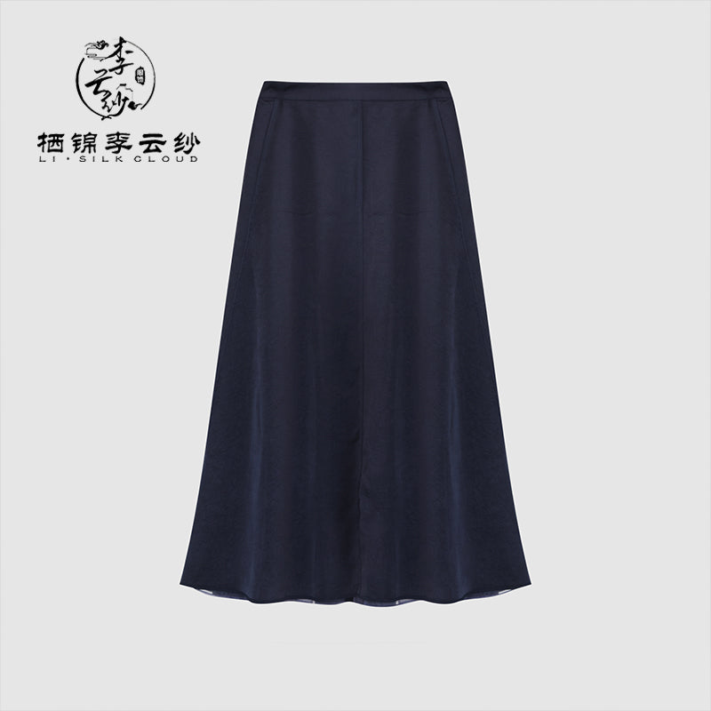 LI SILK CLOUD Handcrafted Plus Size Xiangyunsha Silk Dress Midi Skirt for Women Loose Breathable Summer Elegant Women's Clothes