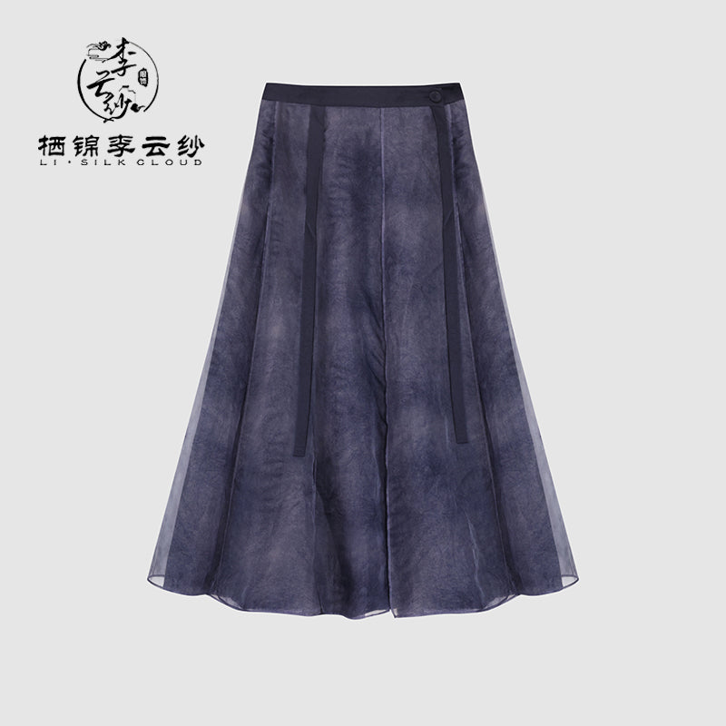 LI SILK CLOUD Handcrafted Plus Size Xiangyunsha Silk Dress Midi Skirt for Women Loose Breathable Summer Elegant Women's Clothes