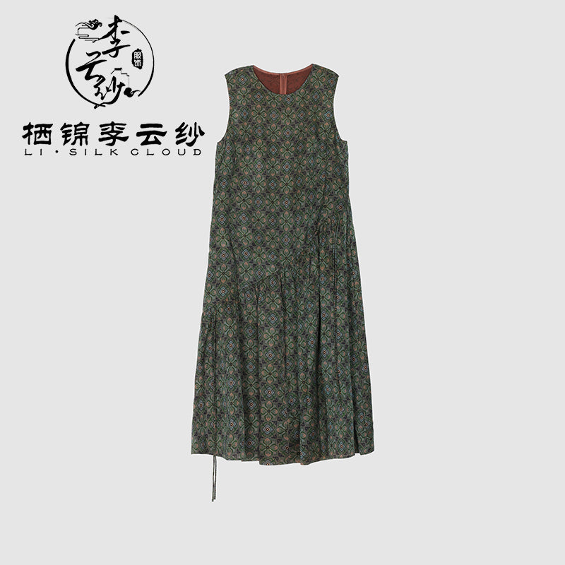 LI SILK CLOUD Silk Xiangyunsha Silk Mulberry Premium Handmade Fall Dress for Women Loose Strapless Dresses Elegant Woman Clothes