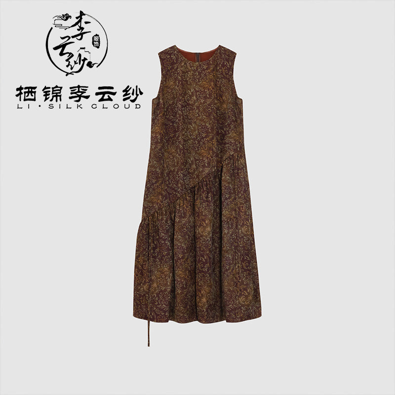 LI SILK CLOUD Silk Xiangyunsha Silk Mulberry Premium Handmade Fall Dress for Women Loose Strapless Dresses Elegant Woman Clothes