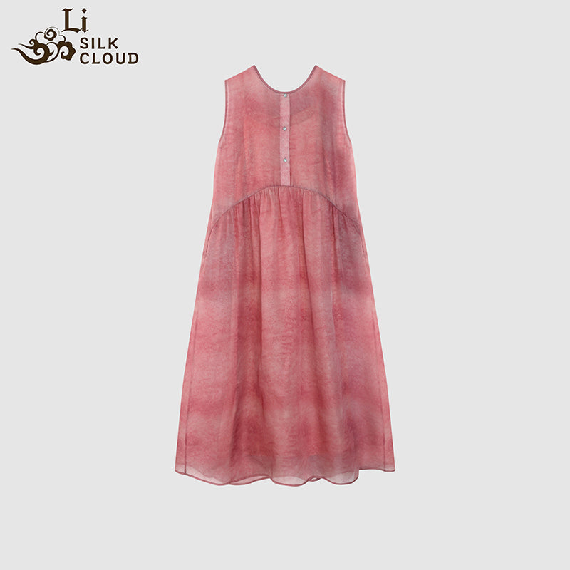 Handmade Traditional Natural Dyed Silk-LI SILK CLOUD Dress Draping Slim-fit Versatile Mulberry Silk Autumn Midi Dress