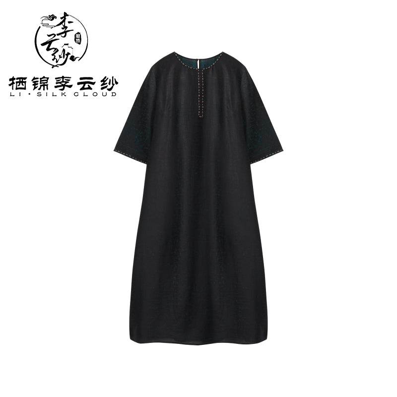 LI SILK CLOUD Women's Autumn Xiangyunsha Dress - 100% Mulberry Silk, Heavy Craftsmanship & Silky Soft Texture