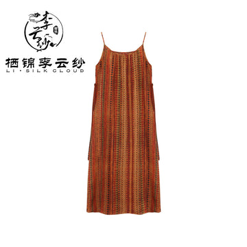 LI SILK CLOUD Silk Xiangyunsha Silk Mulberry Premium Handmade Fall Dress for Women Loose Strapless Dresses Elegant Woman Clothes