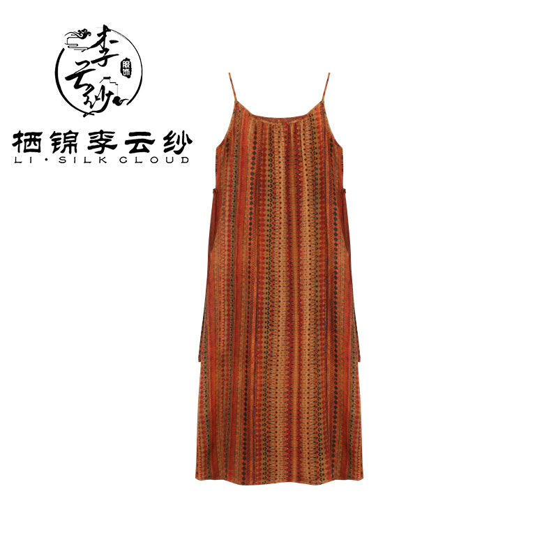 LI SILK CLOUD Silk Xiangyunsha Silk Mulberry Premium Handmade Fall Dress for Women Loose Strapless Dresses Elegant Woman Clothes