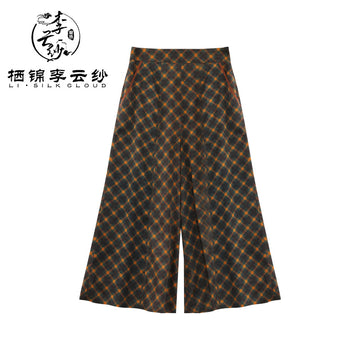 LI SILK CLOUD Plus Size Xiangyunsha Silk Wide Leg Pants Elastic Waist Loose Breathable Cooling Summer Elegant for Women Clothes