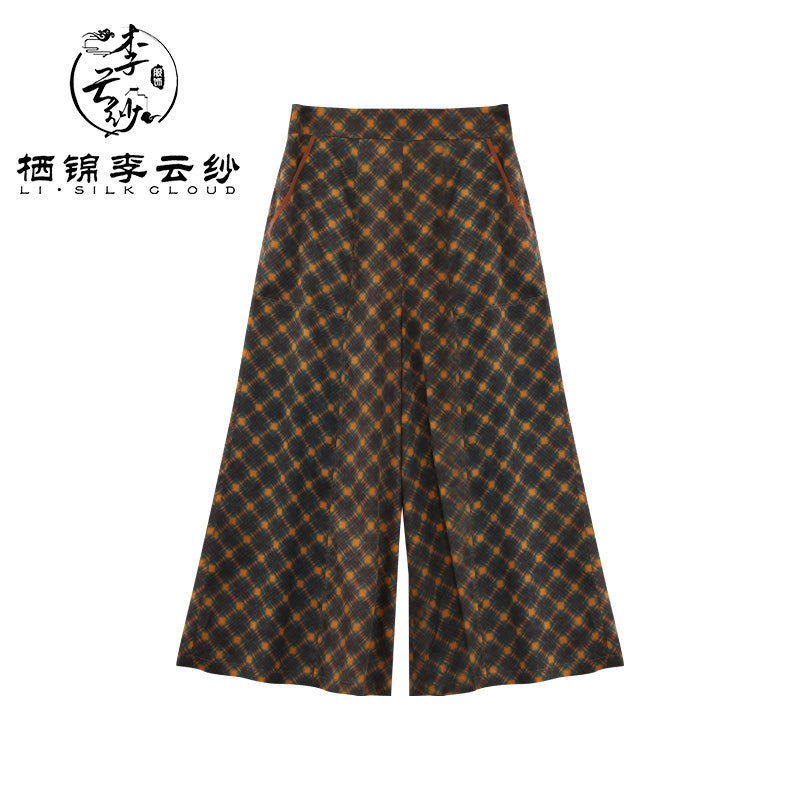 LI SILK CLOUD Plus Size Xiangyunsha Silk Wide Leg Pants Elastic Waist Loose Breathable Cooling Summer Elegant for Women Clothes