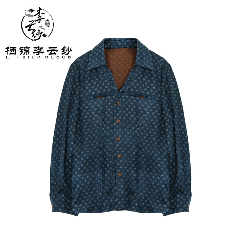 LI SILK CLOUD Xiangyunsha Silk Blouse Women's Clothing Handmade Button Jacquard Elegant Loose Shirt Woman Clothes