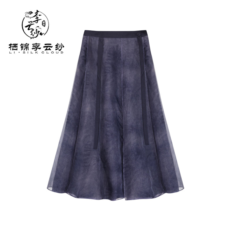 LI SILK CLOUD Handcrafted Plus Size Xiangyunsha Silk Dress Midi Skirt for Women Loose Breathable Summer Elegant Women's Clothes