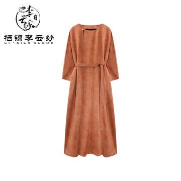 LI SILK CLOUD Dress Draping Slim-fit Versatile Mulberry Silk Autumn Midi Dress