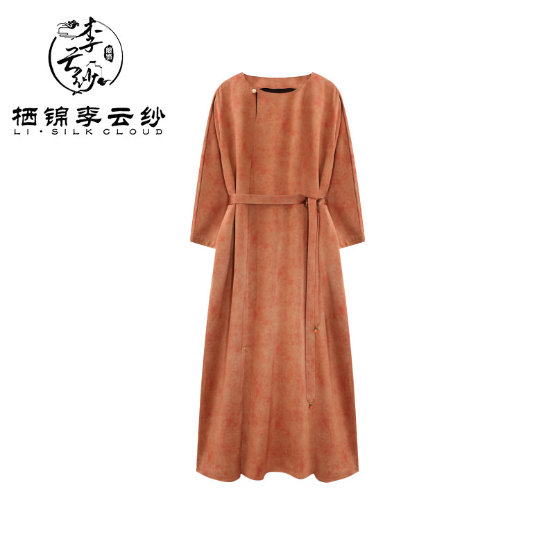 LI SILK CLOUD Dress Draping Slim-fit Versatile Mulberry Silk Autumn Midi Dress