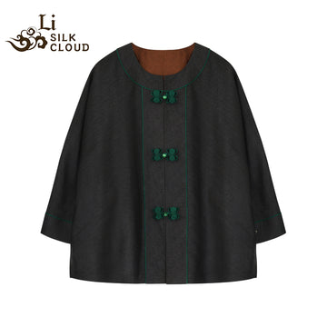 LI SILK CLOUD xiangyunsha  Blouse - Skin-Friendly Soft Fabric, Glossy Texture, Traditional Guangdong Black Pearl Guangdong Gauze