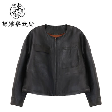 Li Silk Cloud Xiangyunsha Silk Top Coat for Women Natural Dyed Loose Outerwear Elegant Woman Clothes Traditional Handmade Silk