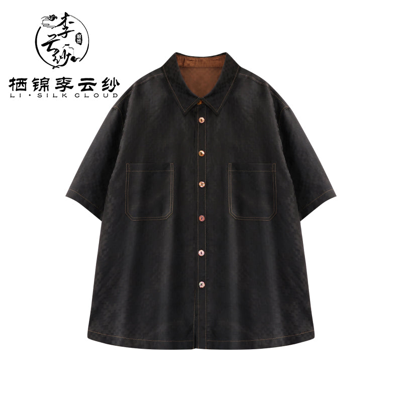LI SILK CLOUD Wool Long Sleeve Top - 100% Pure Wool, Soft Warm Elegant Casual Guangdong Black Pearl Gambiered Guangdong Gauze