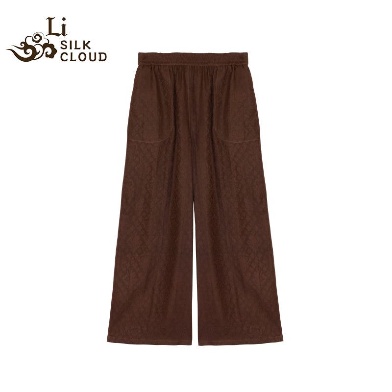 LI SILK CLOUD xiangyunsha Trousers,Breathable Material,Soft Texture,Oriental Pattern Details  Guangdong Gauze