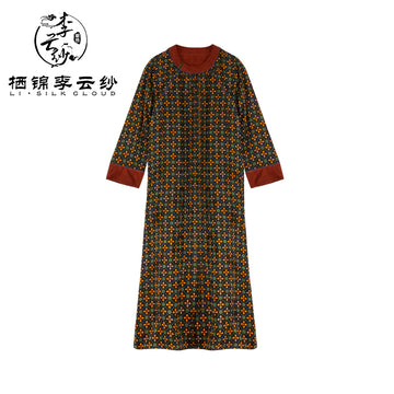 LI SILK CLOUD Dress High Waist Slimming Draping Mulberry Silk Autumn Midi Dress