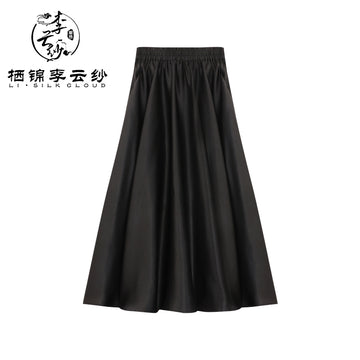 LI SILK CLOUD Dress High Waist Slimming Draping Mulberry Silk Autumn Midi Dress