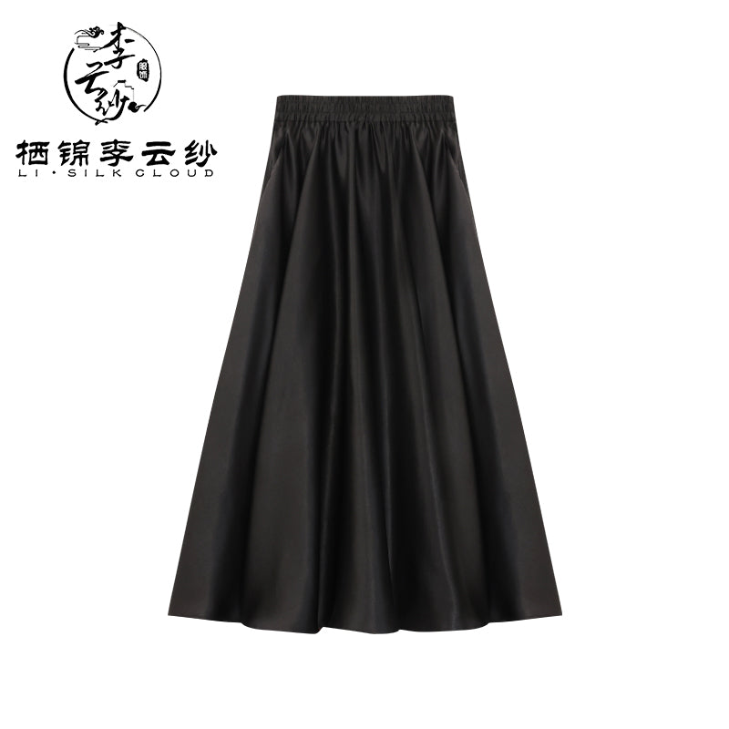 LI SILK CLOUD Dress High Waist Slimming Draping Mulberry Silk Autumn Midi Dress