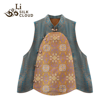 LI SILK CLOUD xiangyunsha Handmade Traditional Silk Vest- Skin-Friendly Silk Fabric,Comfortable Daily Guangdong Black Pearl