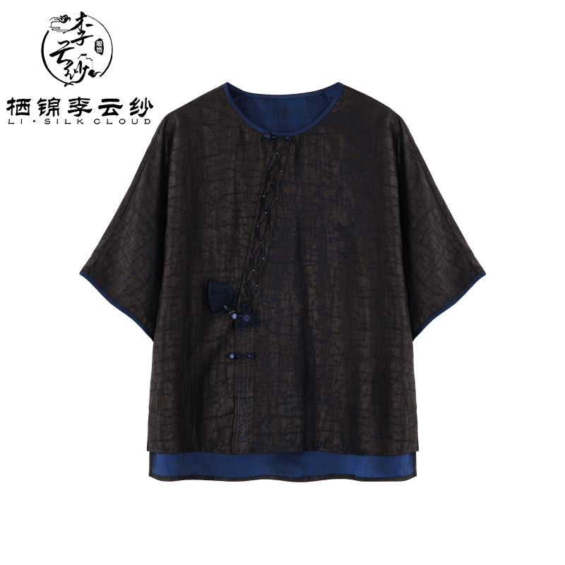 LI SILK CLOUD Wool Long Sleeve Top - 100% Pure Wool, Soft Warm Elegant Casual Guangdong Black Pearl Gambiered Guangdong Gauze