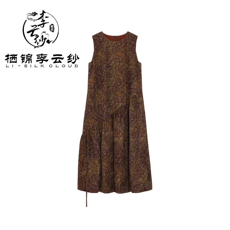 LI SILK CLOUD Silk Xiangyunsha Silk Mulberry Premium Handmade Fall Dress for Women Loose Strapless Dresses Elegant Woman Clothes