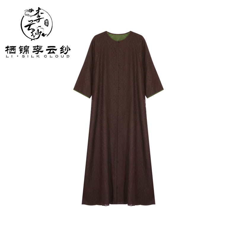 LI SILK CLOUD Vintage Style Autumn Long-Sleeve Dress - Ruffled Details, Soft Fabric, Casual Fall Gown Guangdong Black Pearl