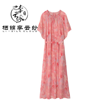 LI SILK CLOUD Silk Xiangyunsha Silk Mulberry Premium Handmade Fall Dress for Women Loose Strapless Dresses Elegant Woman Clothes
